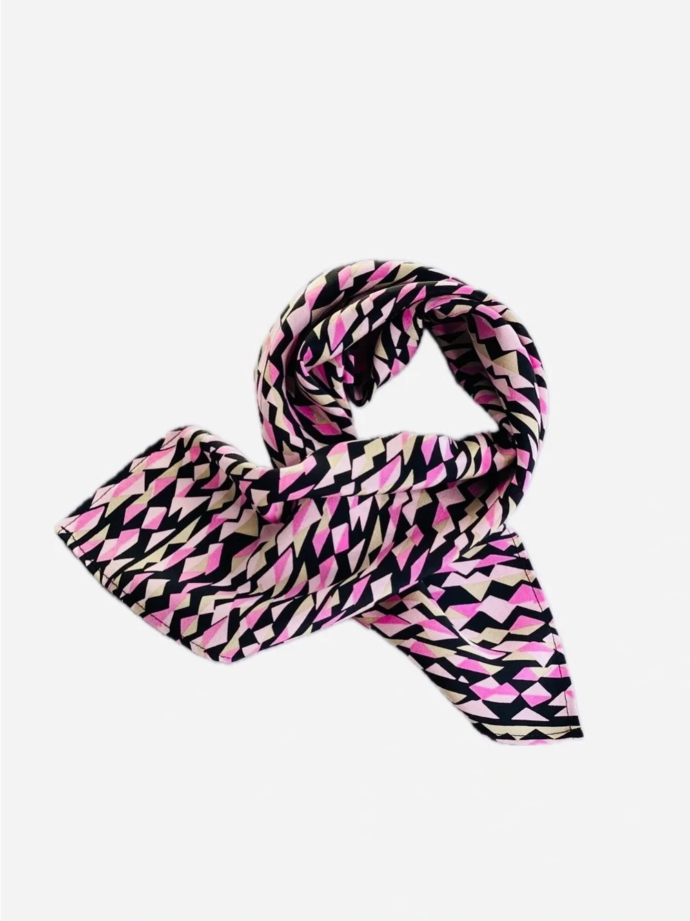 NWT SILKLETTE Pink Diamonds 100% Fine Silk Kerchief Scarf PINK/WHITE/BLACK